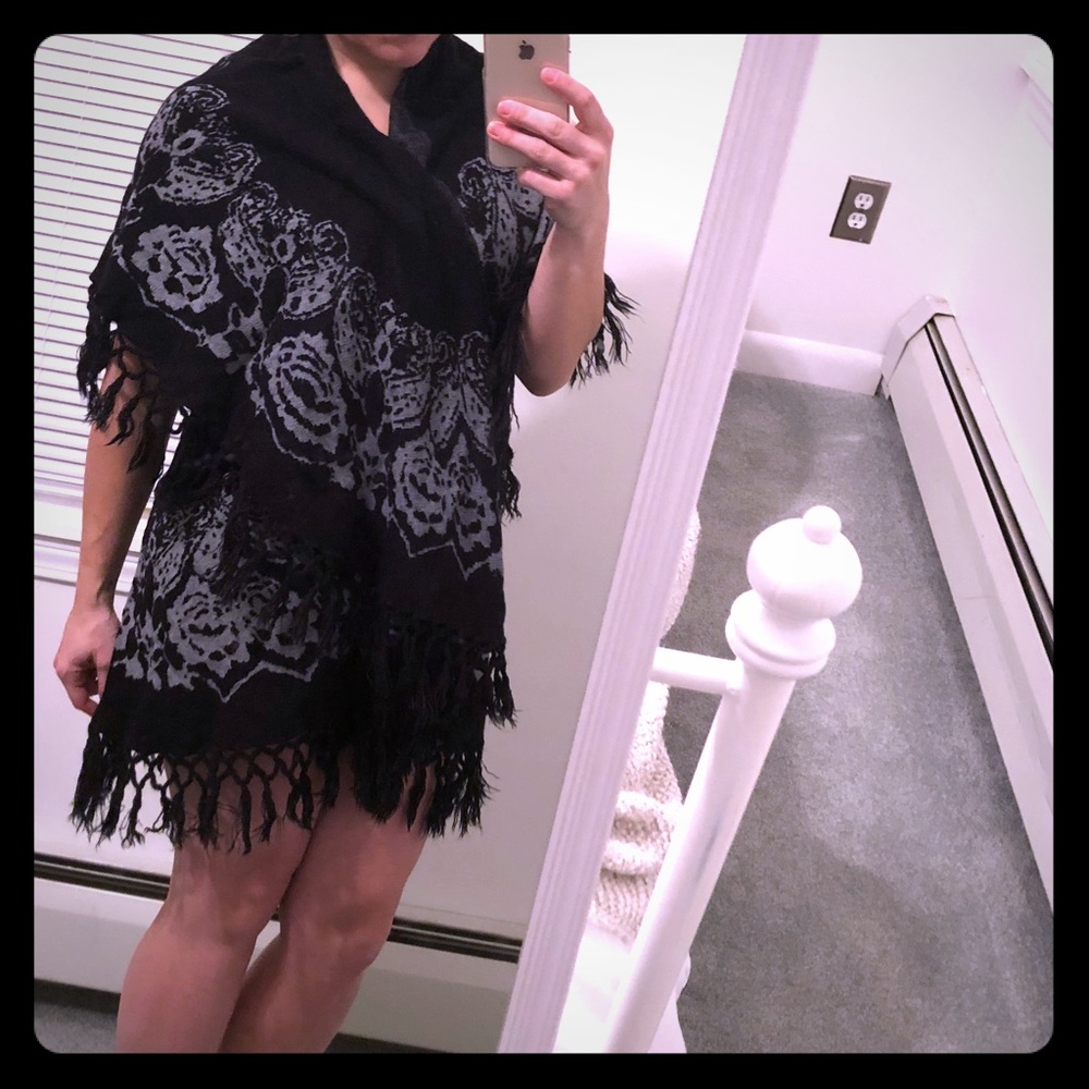 Black and White Shawl sweater dress